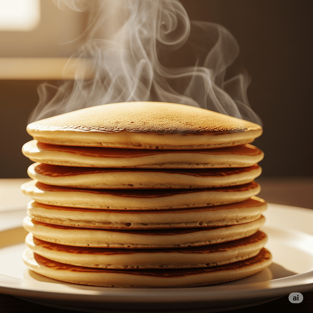 A pancake that is burnt on the outside but raw and uncooked in the middle.