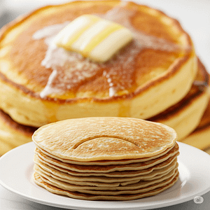 A stack of flat, dense pancakes, illustrating a common baking problem.