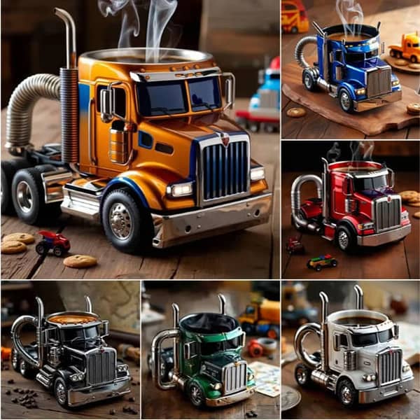 Durable Truck Coffee Mug Semi Truck Handcrafted