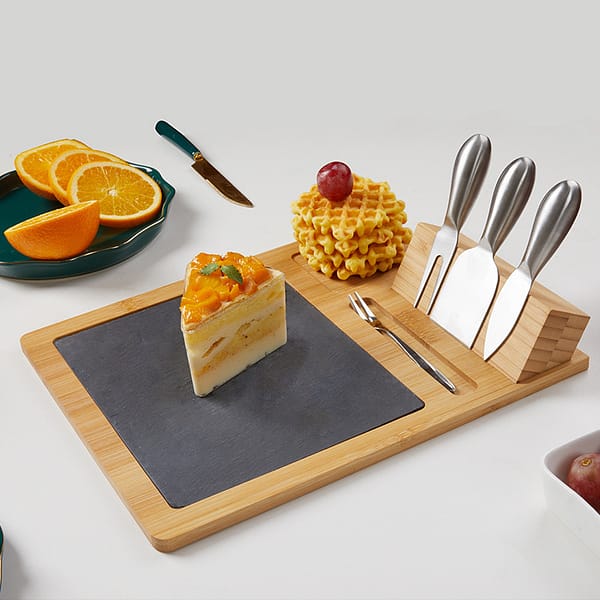 Pizza Serving Board - Natural Bamboo & Slate